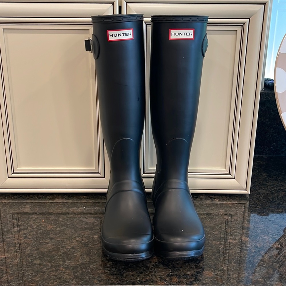 Tall Matte Black Hunter Rain Boots